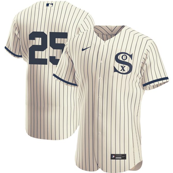 Men Chicago White Sox 25 No Name Cream stripe Dream version Elite Nike 2021 MLB Jersey